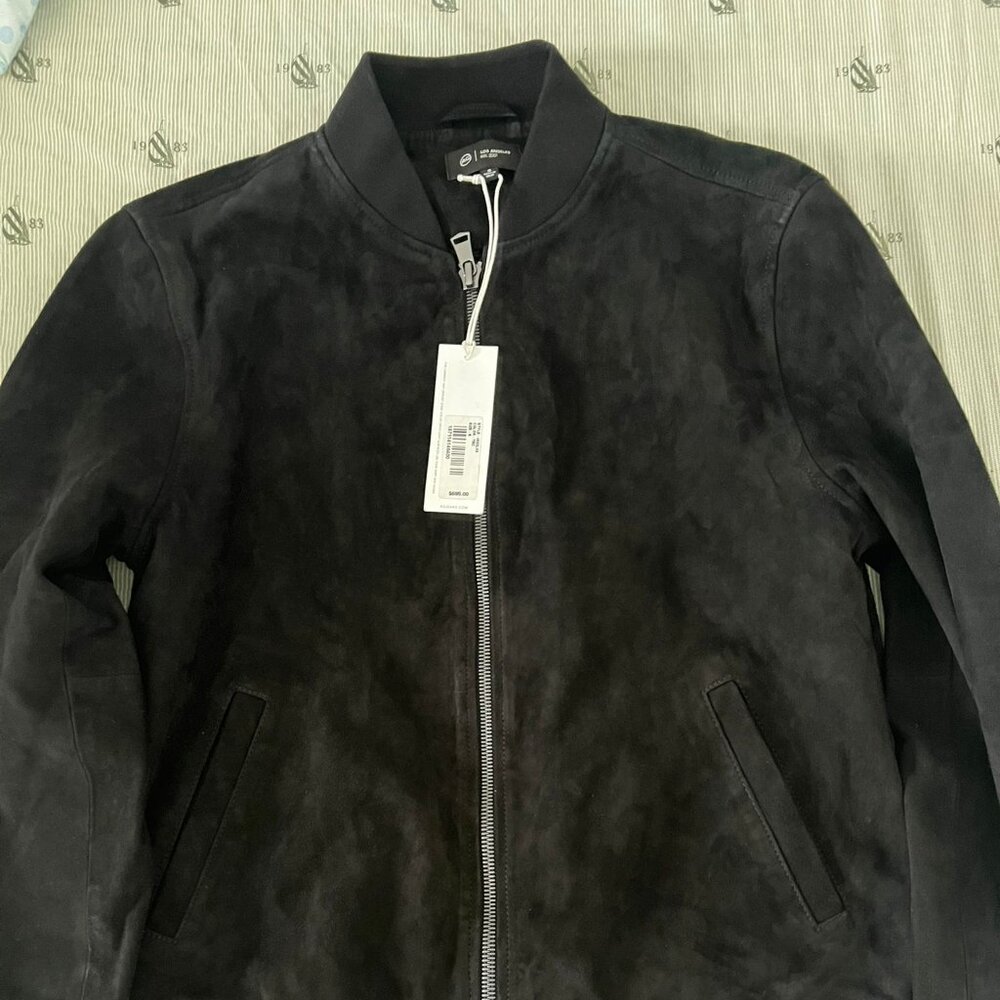 AG JEANS Dayton Men's Black Bomber Suede Jacket